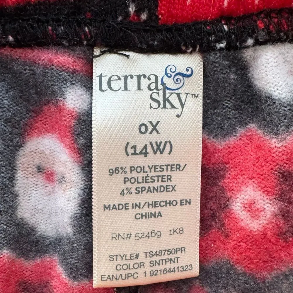 Terra & Sky Festive Red and Black Leggings Size oX (14W)